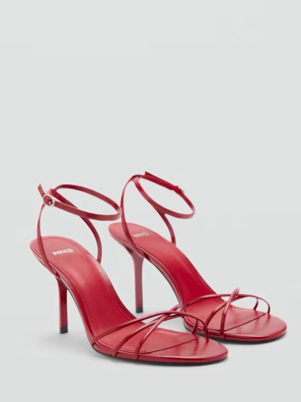 Mango Red Strappy High-Heel Sandals